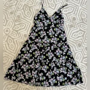 Wild Fable Target Summer Dress | Tiered Black Floral Midi Medium M